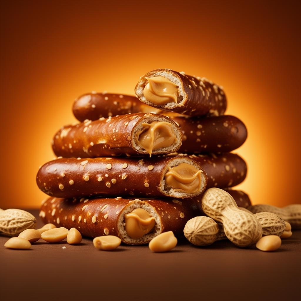 Stack of ROPI peanut butter filled pretzel sticks