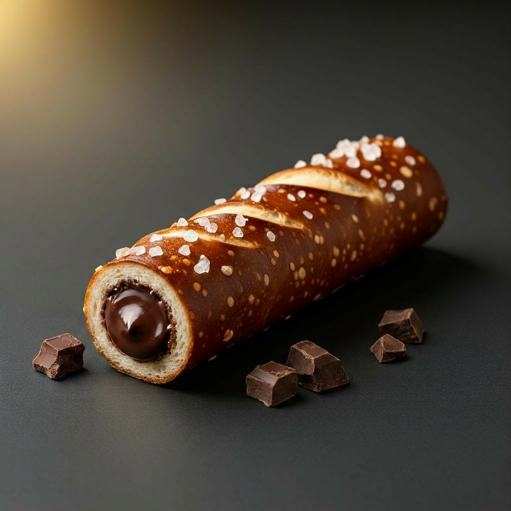 ROPI Chocolate concept — filled pretzel cross-section
